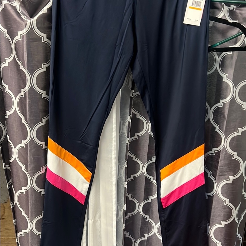 Fila Navy Leggings with Pink and Orange Stripes